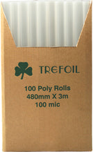 Load image into Gallery viewer, Pollyrolls 480mm x 3m 100 Micron Plastic Roll EACH| Clear Protective Sheeting
