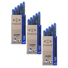 Load image into Gallery viewer, Parker QUINK Fountain Pen Ink Cartridges - Blue - 5 Pack
