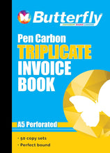 Load image into Gallery viewer, Butterfly A5 Invoice Book Triplicate
