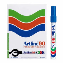 Load image into Gallery viewer, Artline 90 Blue Permanent Marker Chisel Point
