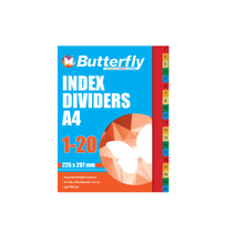Load image into Gallery viewer, A4 File Dividers 1-20 PVC Butterfly
